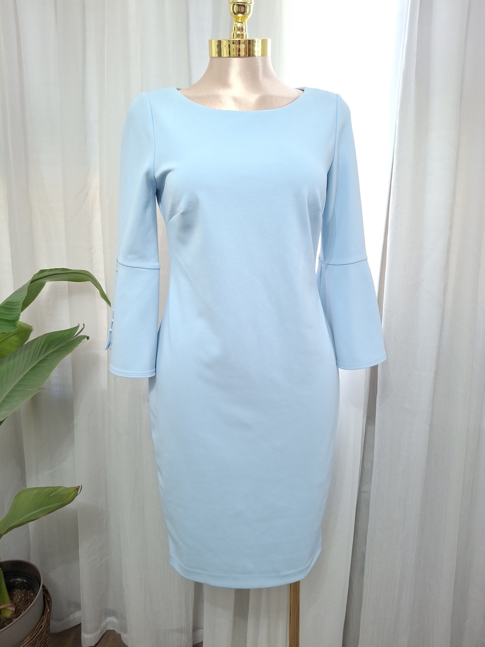 Calvin Klein Pastel Blue Midi Sheath Dress